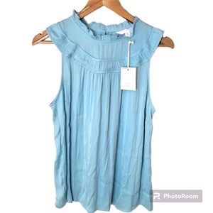 Lauren Conrad light turquoise ruffled top